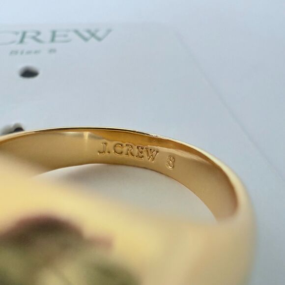 NWT J.Crew Onyx Medallion Gold Plated Ring for Women Size 8 - Picture 6 of 7